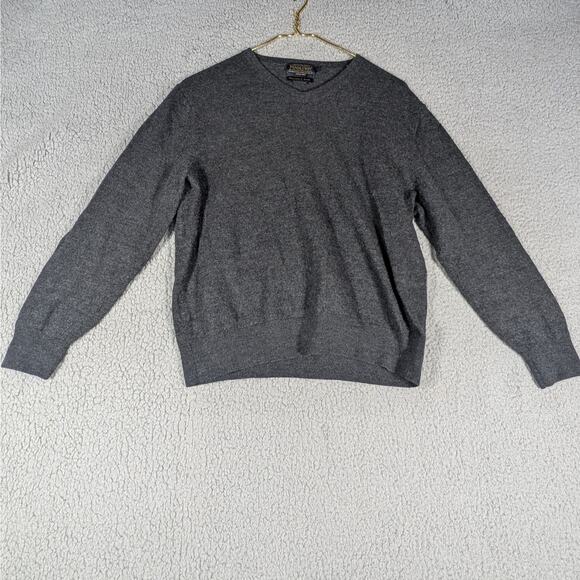 Pendleton Sweater Mens Large Gray Washable Wool Merino V Neck Pullover Classic - Picture 1 of 7